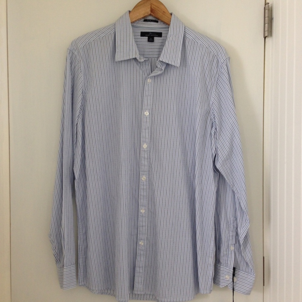 Marc Anthony Blue Stripe Button Down Shirt Size XL